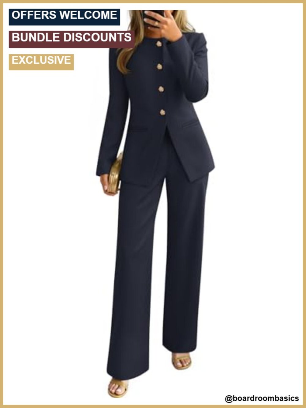 Two Piece Blazer & Wide Leg Pants Suit Set Business Casual Office